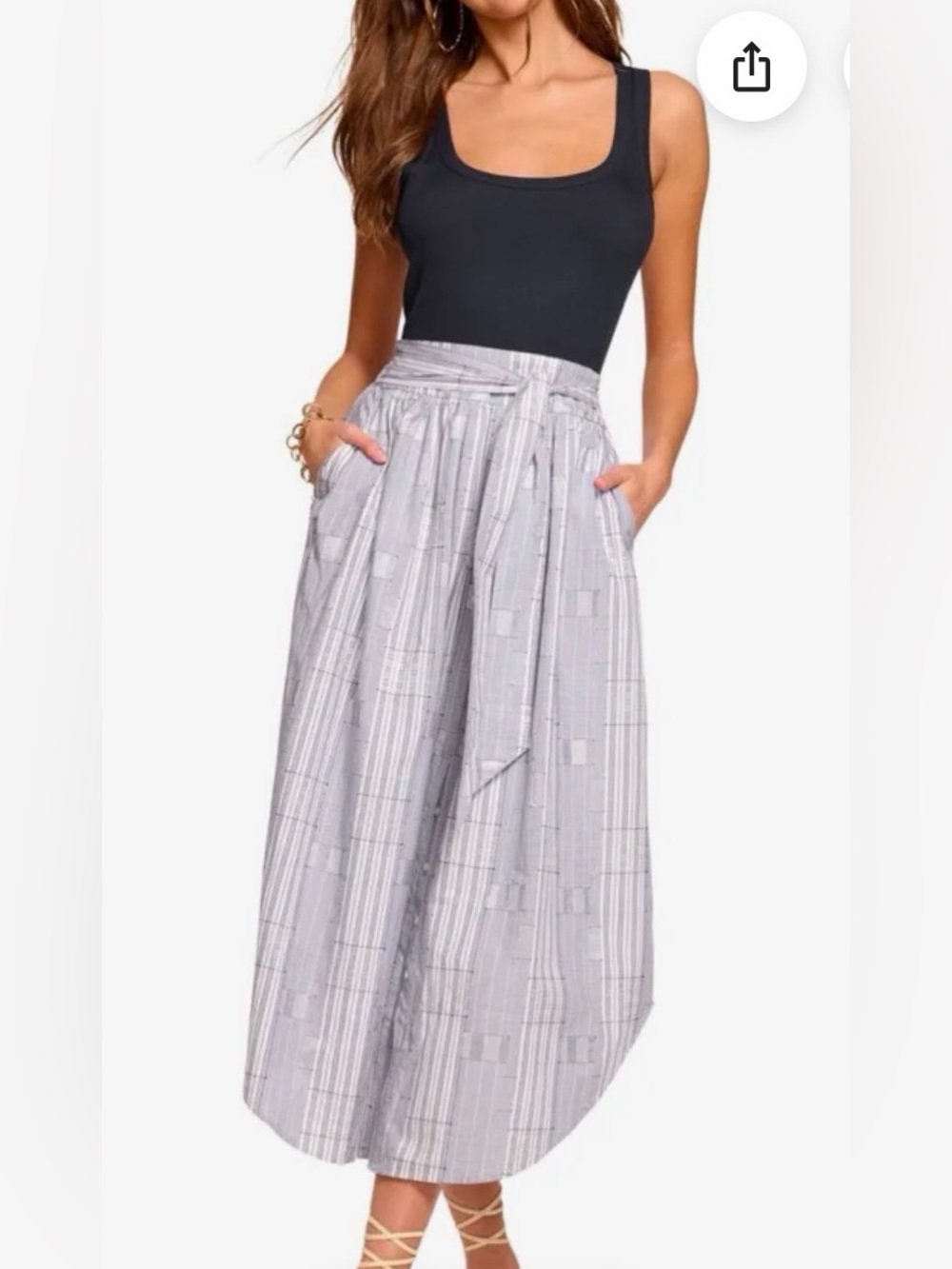 Ramy Brook GORGEOUS Navy Tank with Blue Striped Midi Dress!